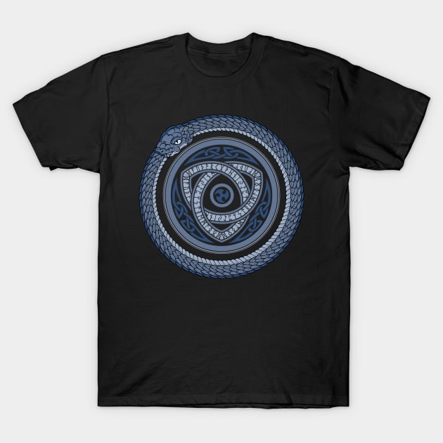 Ouroboros Viking Jormungandr Norse Pagan Mythology Serpent T-Shirt by Blue Pagan